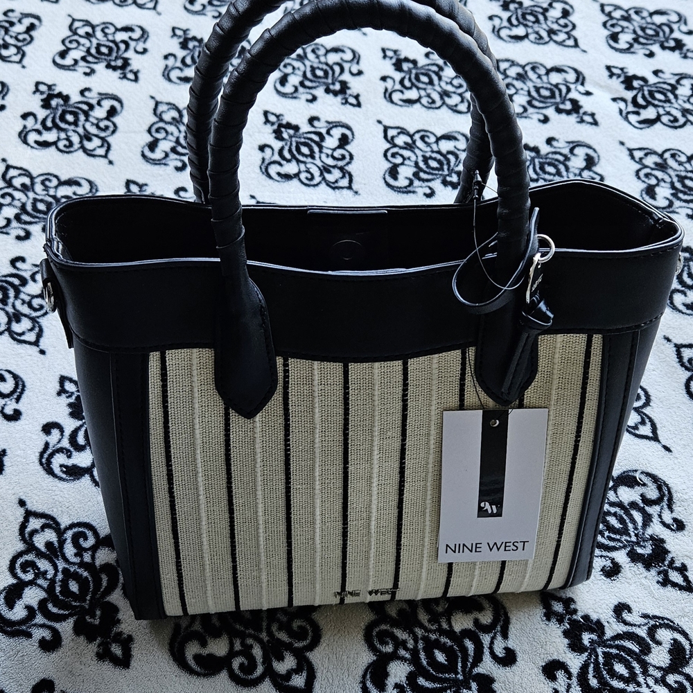 Nine West Black and Cream Women's Bag